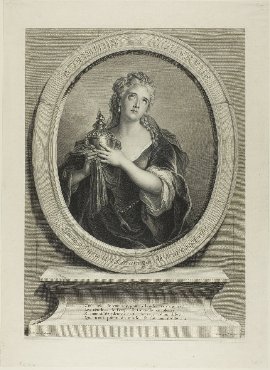 Portrét Adrienne Le Couvreur od Pierre Imbert Drevet