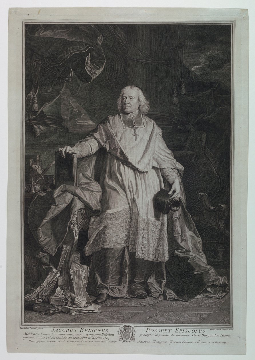 Portrét kardinála Jacquese Benigne Bossueta (1627-1704) od Pierre Imbert Drevet