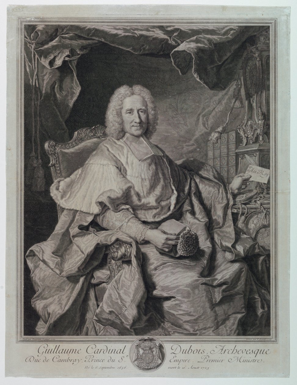 Portrét Guillaume Cardinal Dubois (1650-1723) od Pierre Imbert Drevet