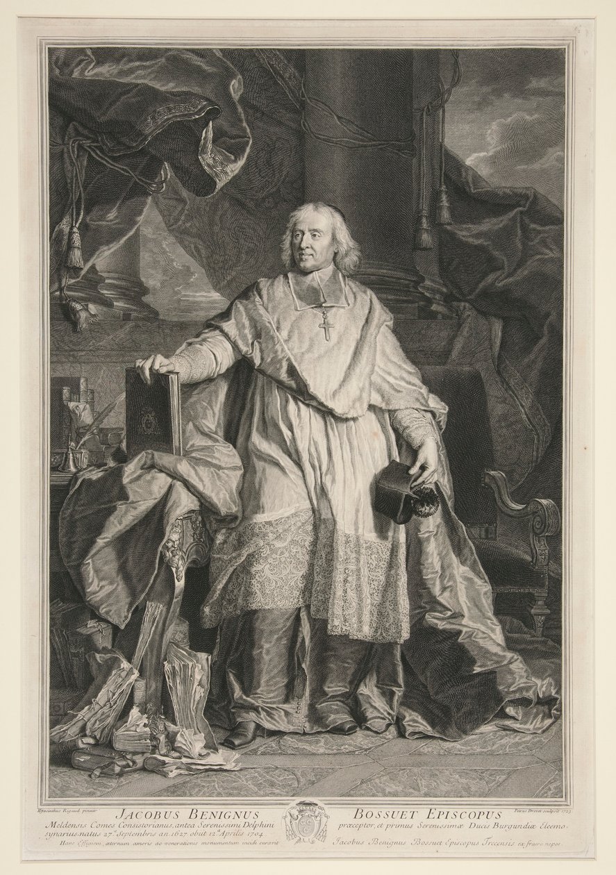 Portrét Jacquese Benigne Bossueta od Pierre Imbert Drevet