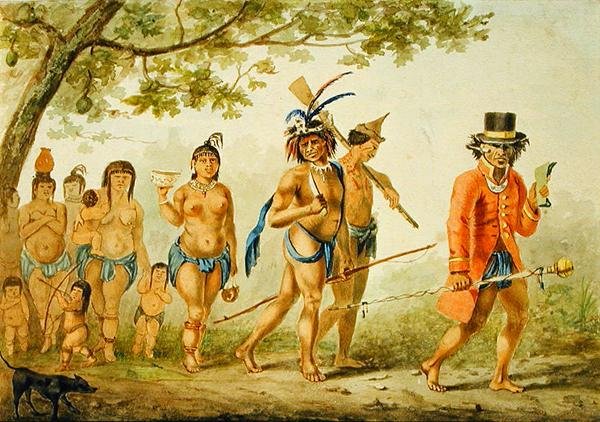 Pochod kmene, kolem roku 1839 (akvarel na papíře) od Pierre J. Benoit