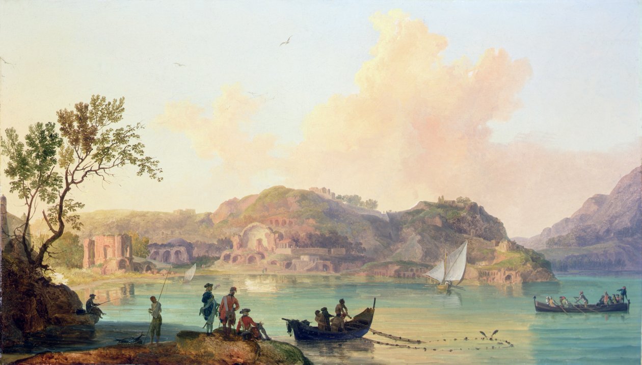 Baiae s chrámy Venuše a Diany z pevnosti (olej na plátně) Dona Pedra de Toledo od Pierre Jacques Volaire