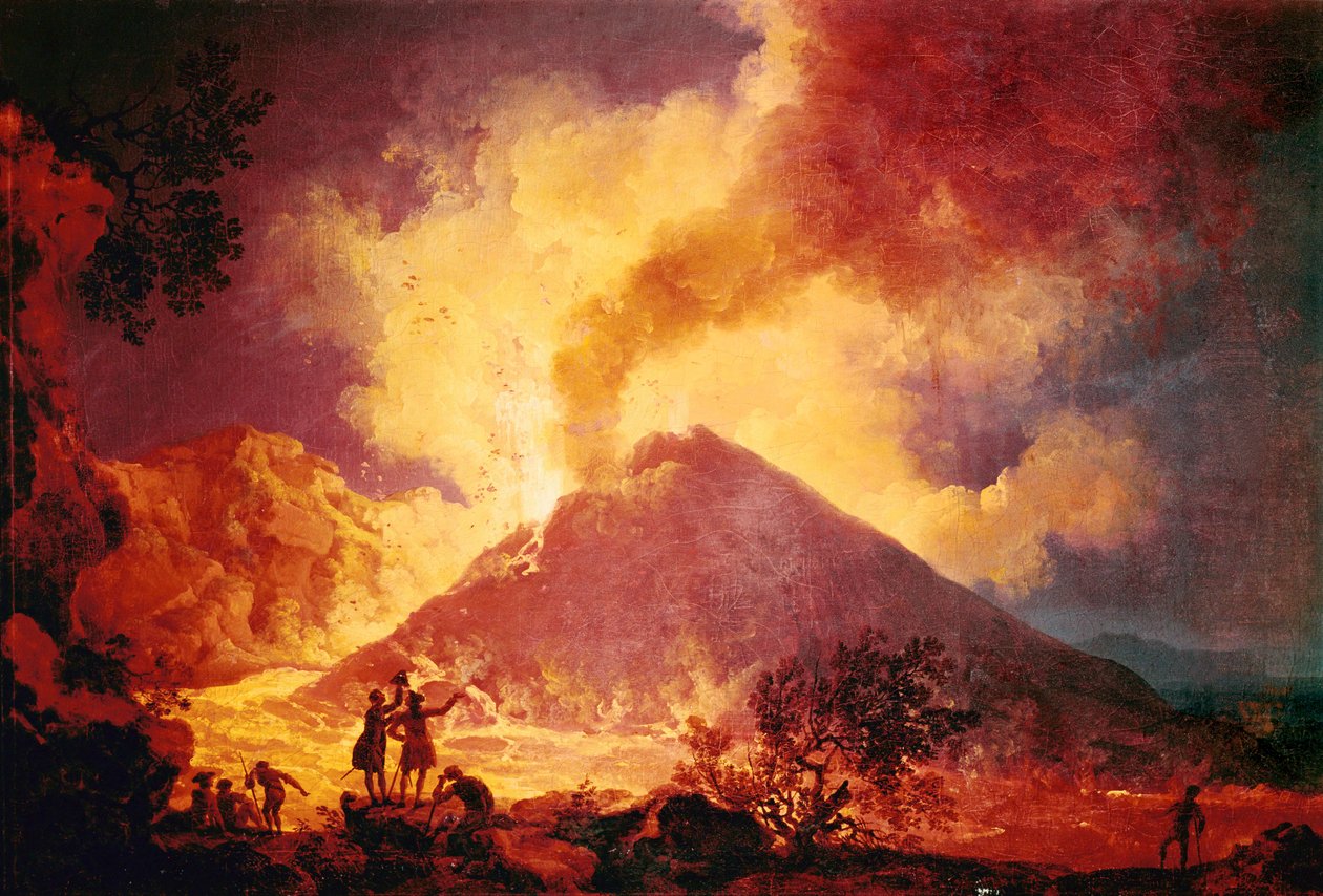 Erupce Vesuvu, Itálie ... (olej na plátně) od Pierre Jacques Volaire