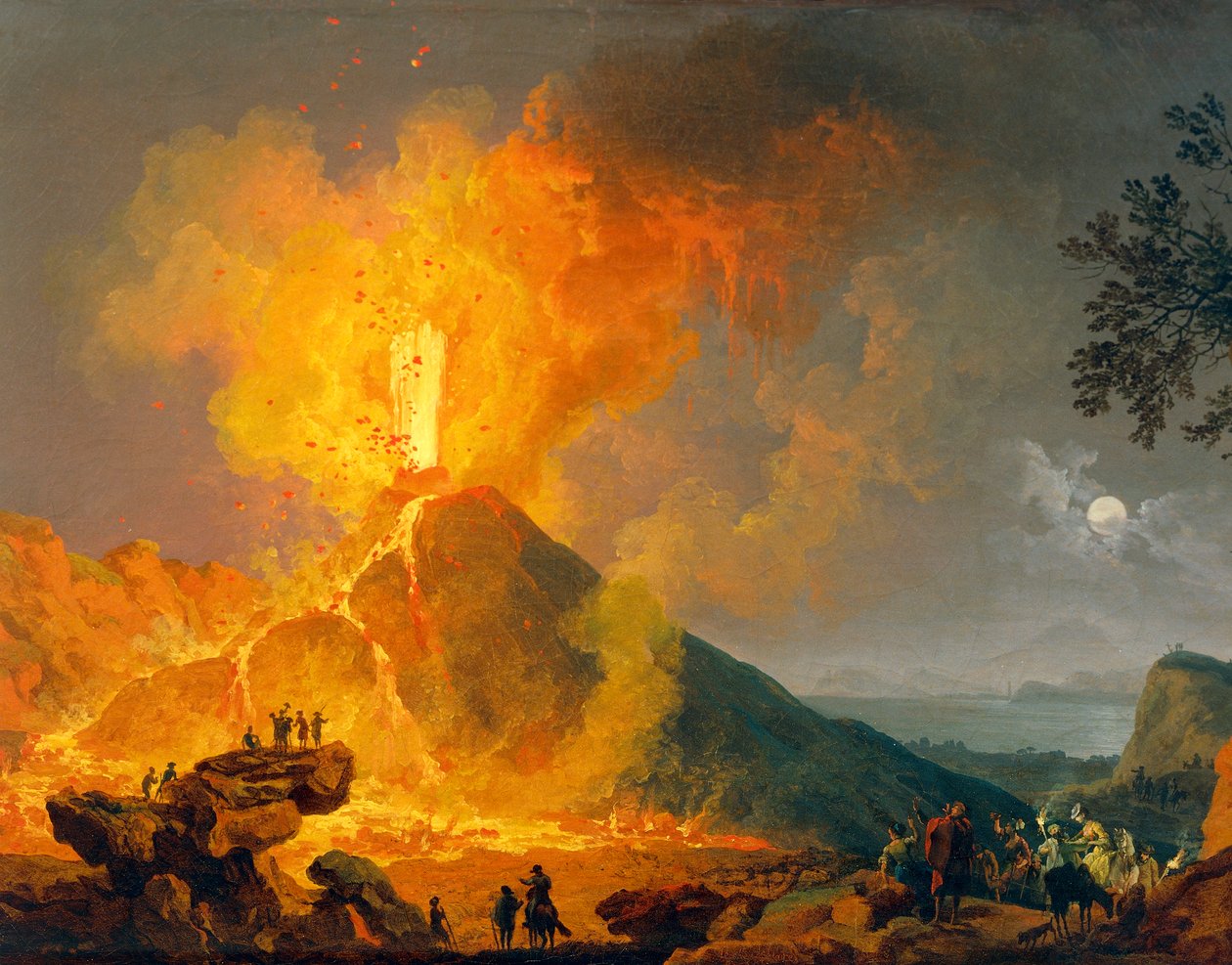 Erupce Vesuvu, Pierre-Jacques Volaire (1729-1792), olej na plátně, 52x79 cm. Detail. od Pierre Jacques Volaire