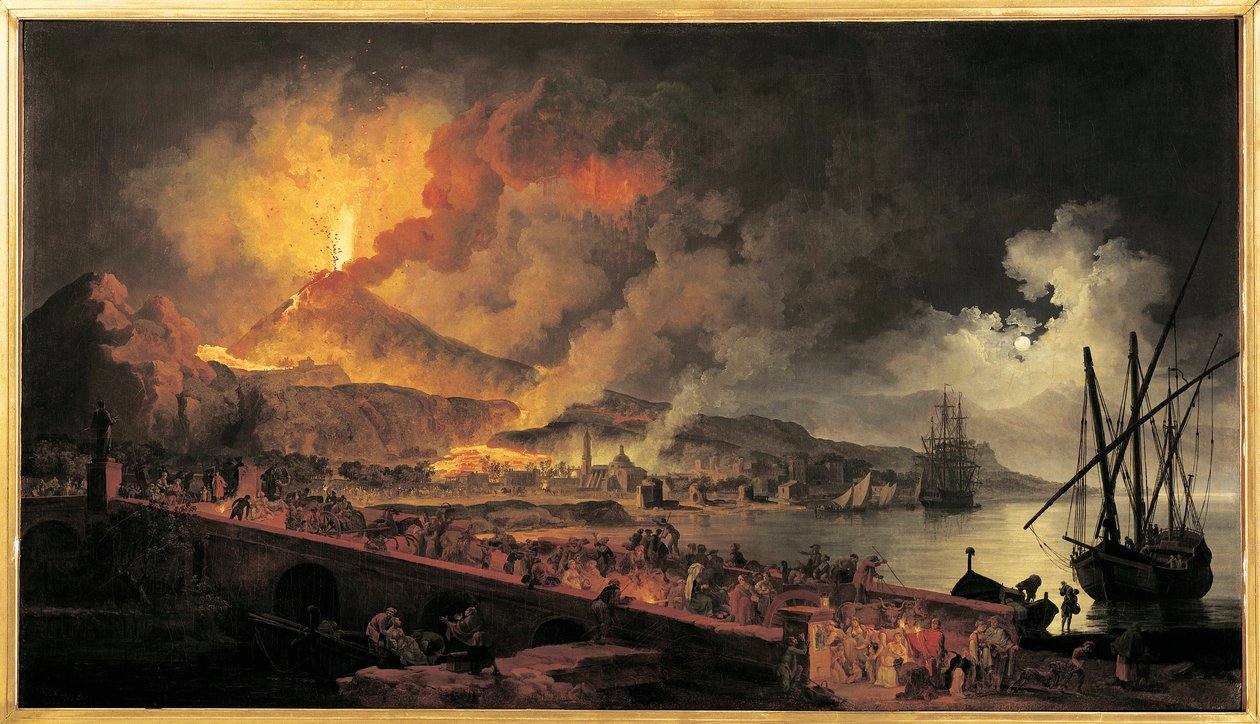 Francie, Nantes, erupce Vesuvu z Portici od Pierre Jacques Volaire
