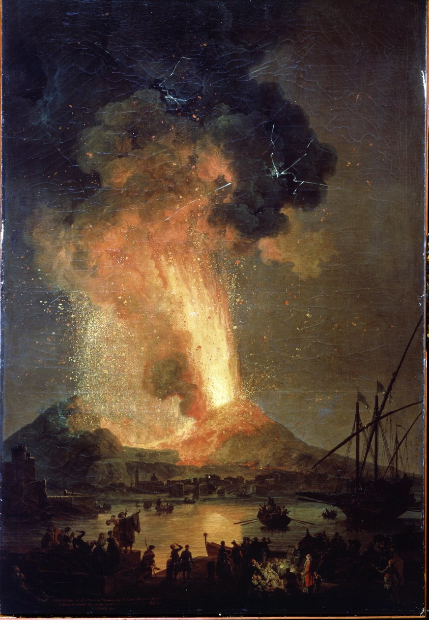 Erupce Vesuvu. Obraz Pierre-Jacques (Pierre Jacques) Volaire (Volairský rytíř) (1729-1802) Olej na plátně, 242 x 163 cm od Pierre Jacques Volaire