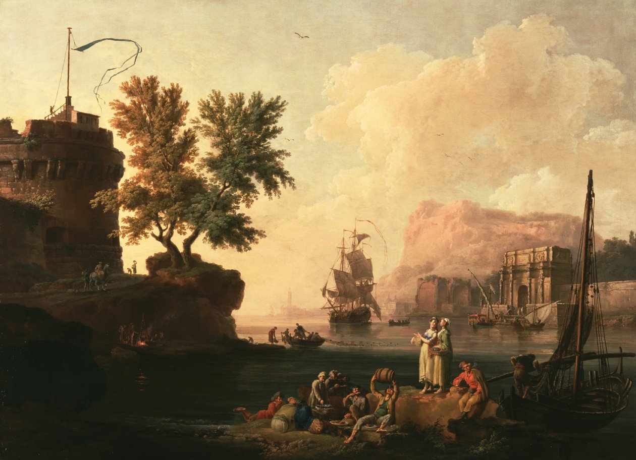 Scéna ze středomořského přístavu, asi 1763 (olej na plátně) od Pierre Jacques Volaire