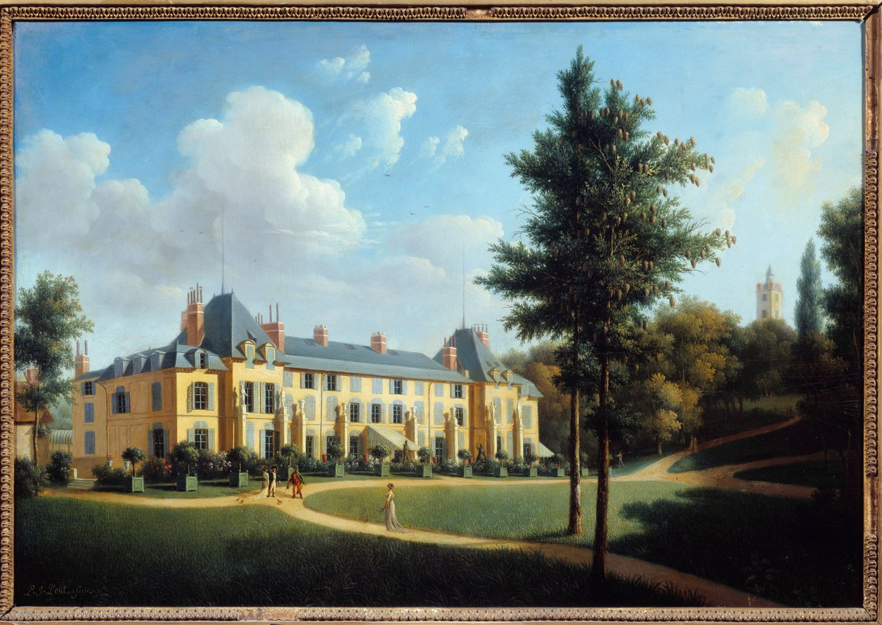 První impérium: „“ Pohled na hrad Malmaison, fasáda v parku““ Obraz Pierre Joseph Petro (aktivní mezi 1795 a 1819) 1805 Ne. 0,38x0,55 m Malmaison, musee du chateau od Pierre Joseph Petit