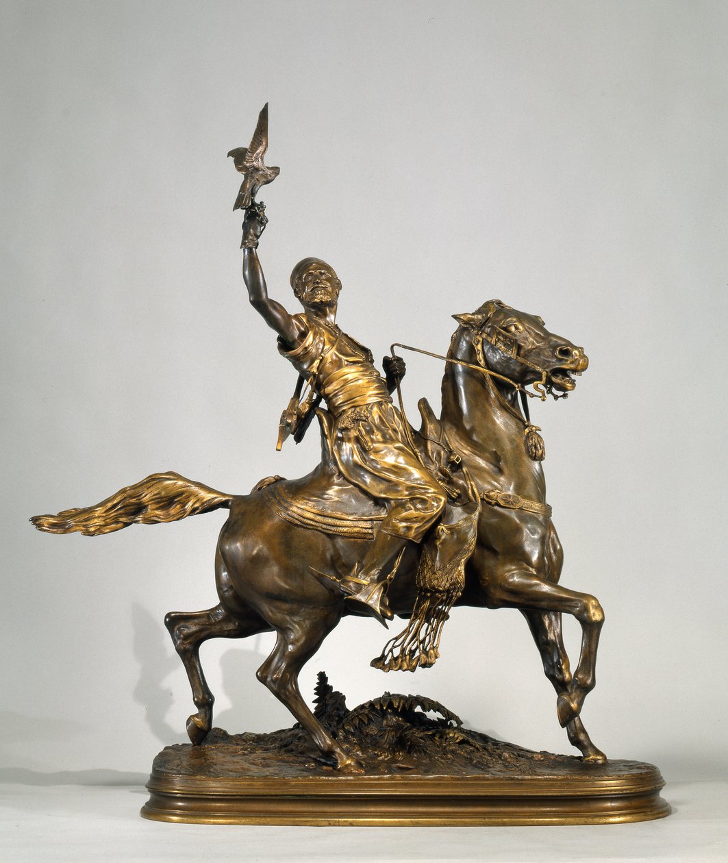 Arab Falconer on Horseback, cca 1880 (bronz) od Pierre Jules Mene