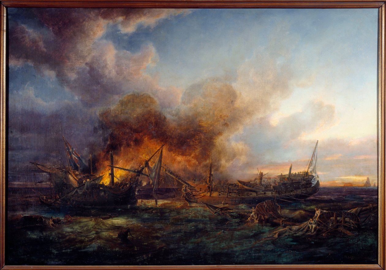 Boj dozorce a Quebecu v roce 1779 Obraz Pierra Gilberta (1783-1860) 1779 Brest, Musee des Beaux Arts od Pierre Julien Gilbert