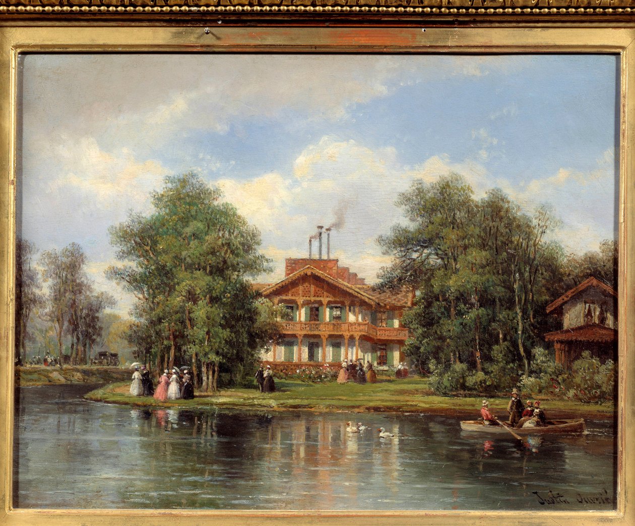 Chata žlutých dveří, restaurace v Bois de Vincennes. Obraz Justina Ovrieho (1806 - 1879) od Pierre Justin Ouvrie