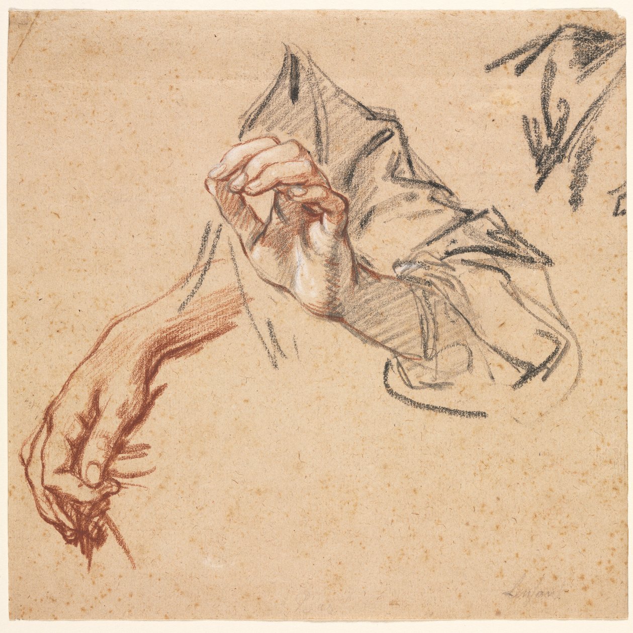 Studie rukou recto, Sketch of a Hand verso, 1700s. od Pierre Lenfant