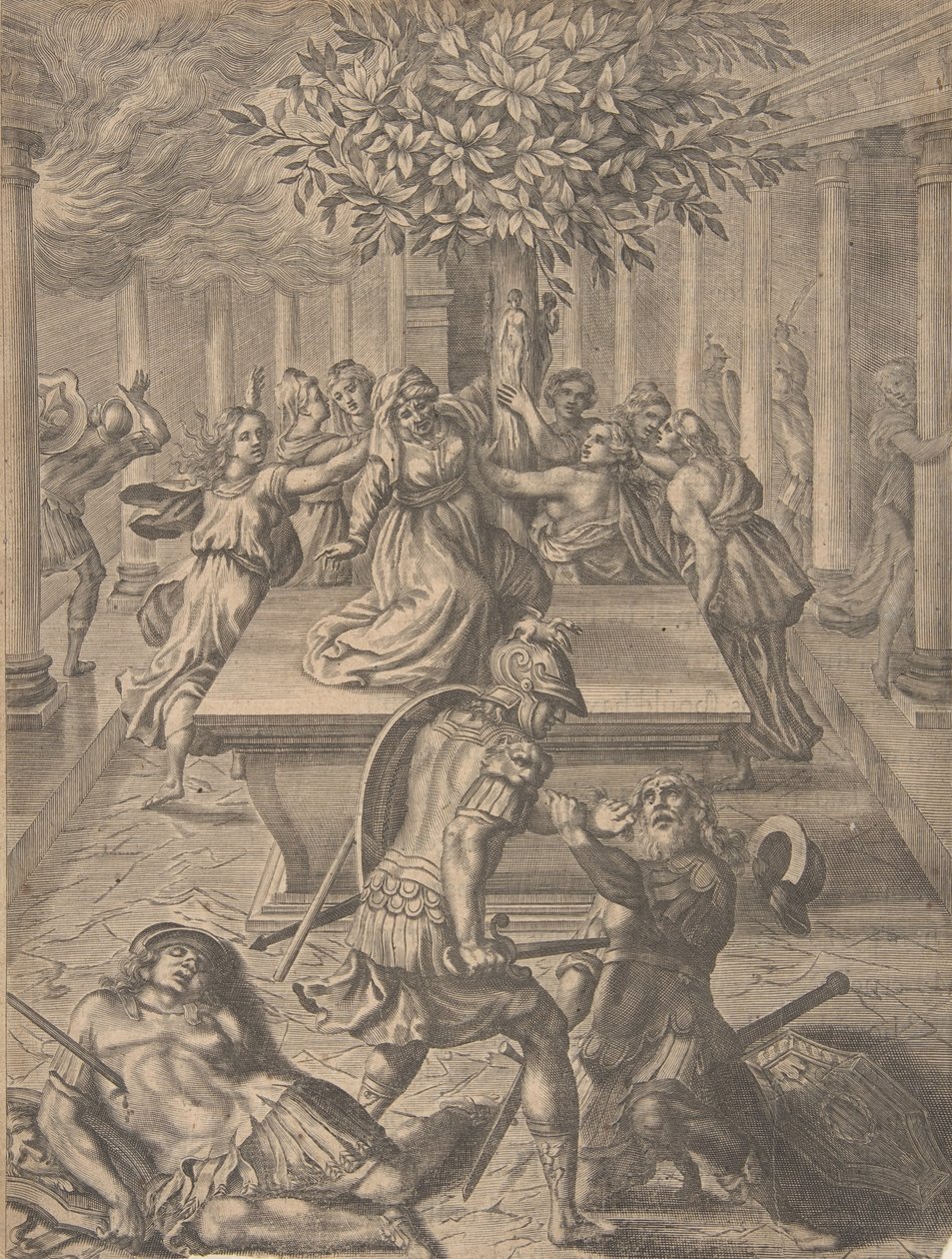 The Sack of Troy-Pyrrhus zabíjení Priama, před 1654. od Pierre Lombart