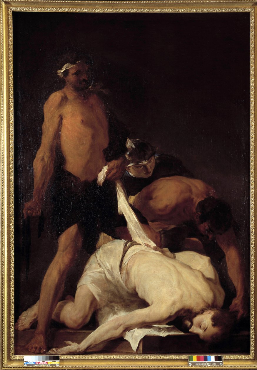 Kristus po bičování omdlel (olej na plátně) od Pierre Louis Cretey or Cretet