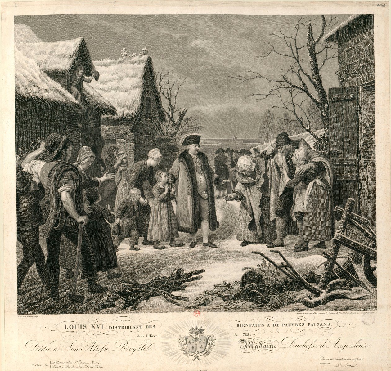 Ludvík XVI. Rozdával almužny chudým rolníkům v zimě roku 1788, c. 1817. od Pierre Michel Adam
