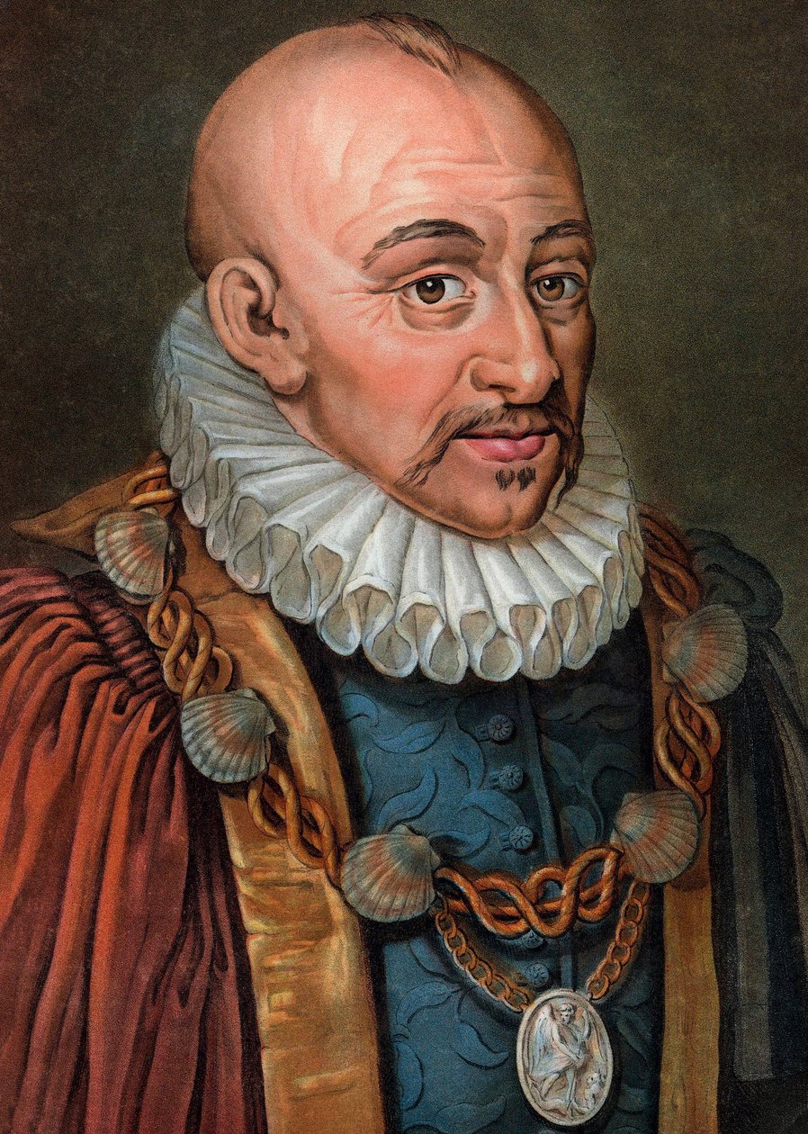 Michel Eyquem de Montaigne 1533-1592 - rytina - 19. století - Portrét Michela Eyquema de Montaigne (1533-1592), francouzského humanistického filozofa. Rytina Pierre Michel Alix od Pierre Michel Alix