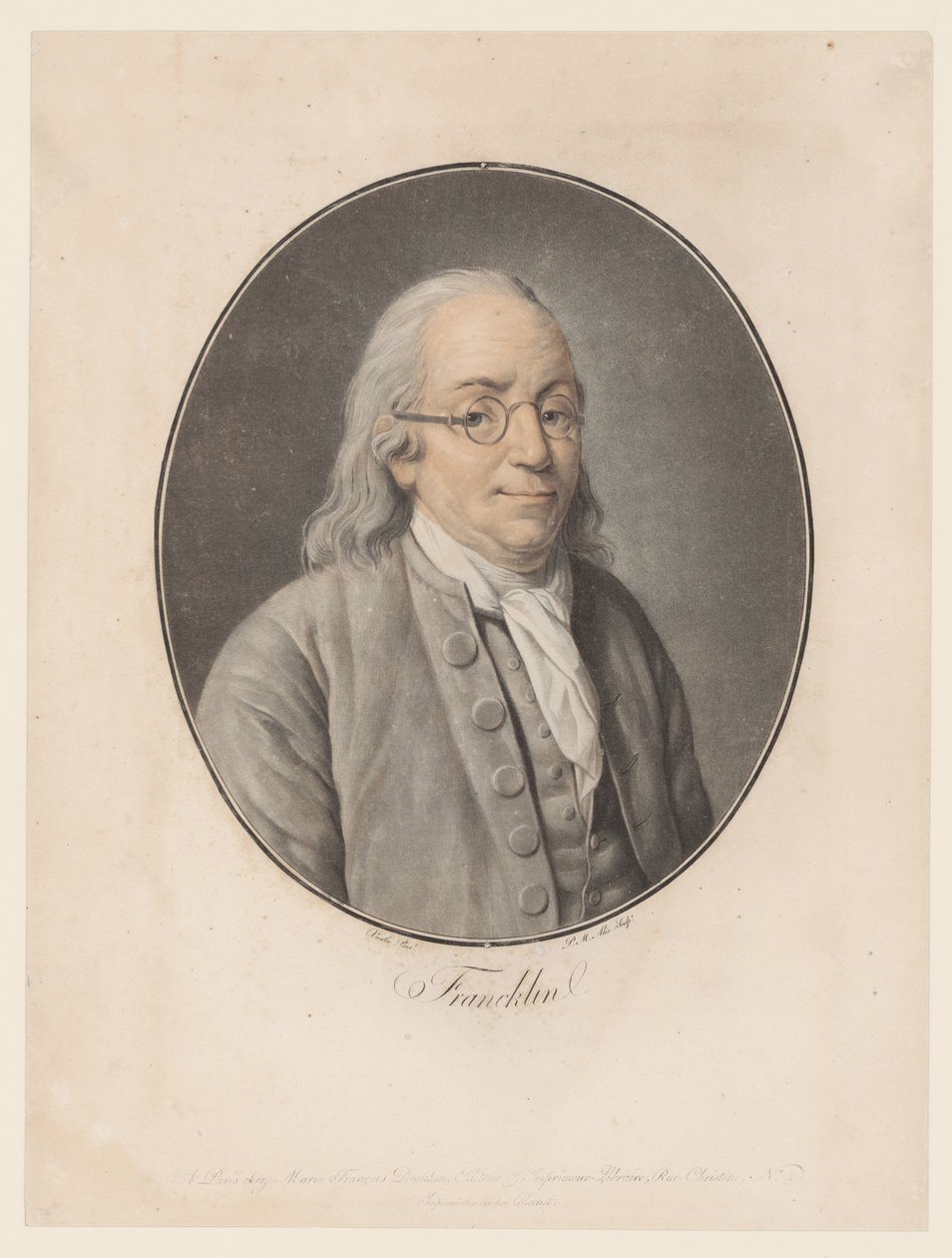 Portrét Benjamina Franklina Franklin (název na objektu) Collection of Great Men (název série) od Pierre Michel Alix