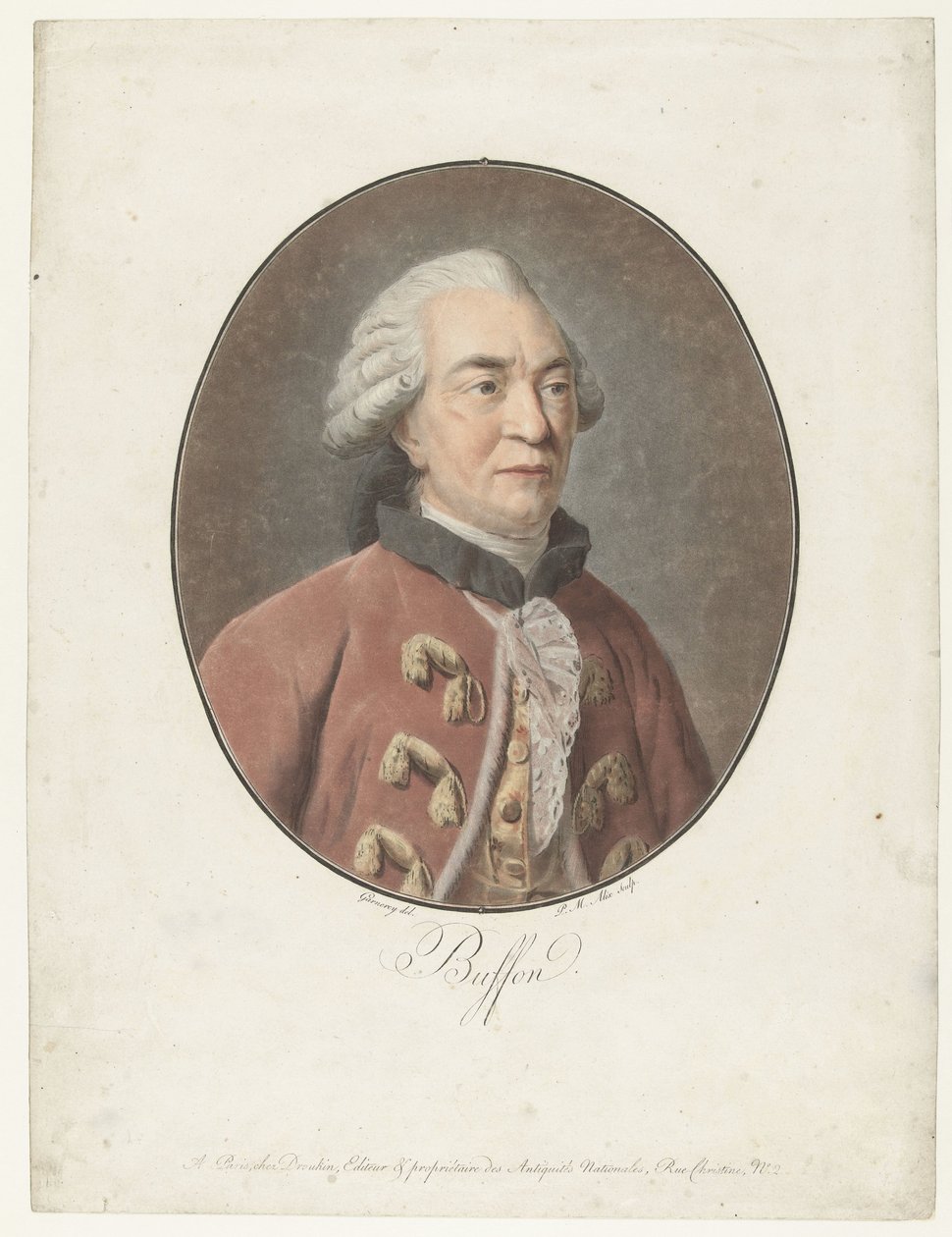 Portrét van Georgese Louis Leclerc z graaf van Buffona Buffon (název na objektu) Collection of Great Men (název série) od Pierre Michel Alix