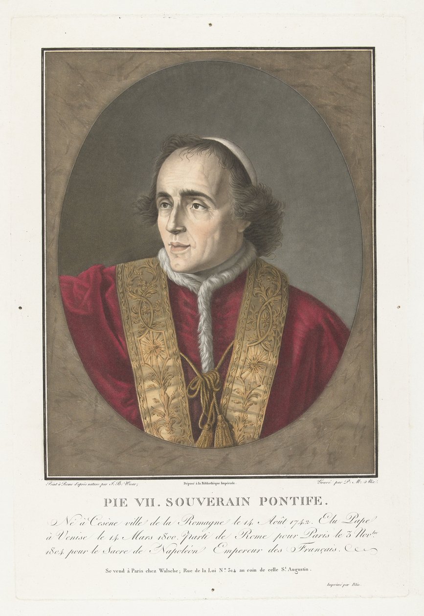 Portrét Paus Pius VII Pius VII. suverénní pontifik (titul na předmětu) od Pierre Michel Alix