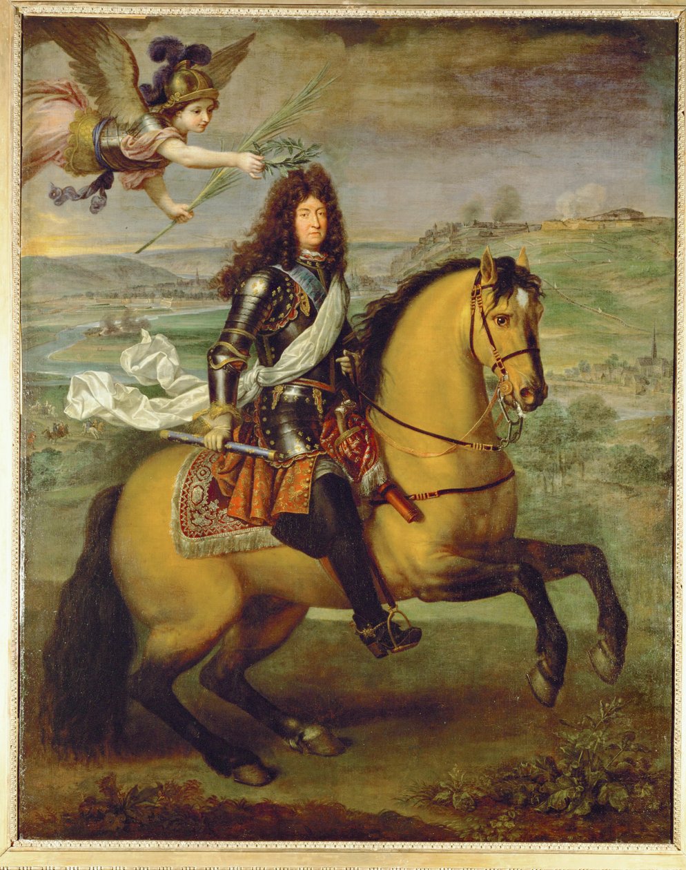 Ludvík XIV. na koni, korunovaný vítězstvím... (malba na plátně) od Pierre Mignard
