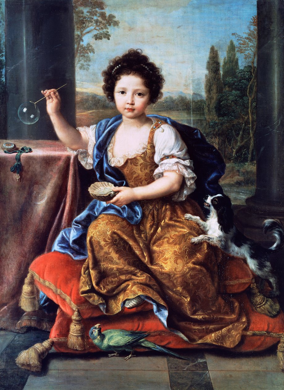 Portrét Louise Marie Anne de Bourbon nebo Mademoiselle de Tours (1674-1681), obraz od Pierra Mignarda (1612-1695), olej na plátně od Pierre Mignard