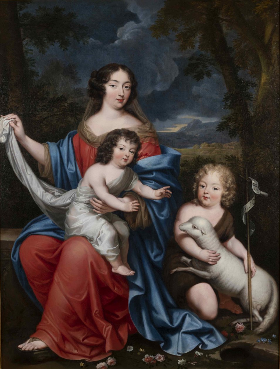 Portrét Madame de Maintenon 1635-1719, s přirozenými dětmi Ludvíka XIV., 17. století. od Pierre Mignard