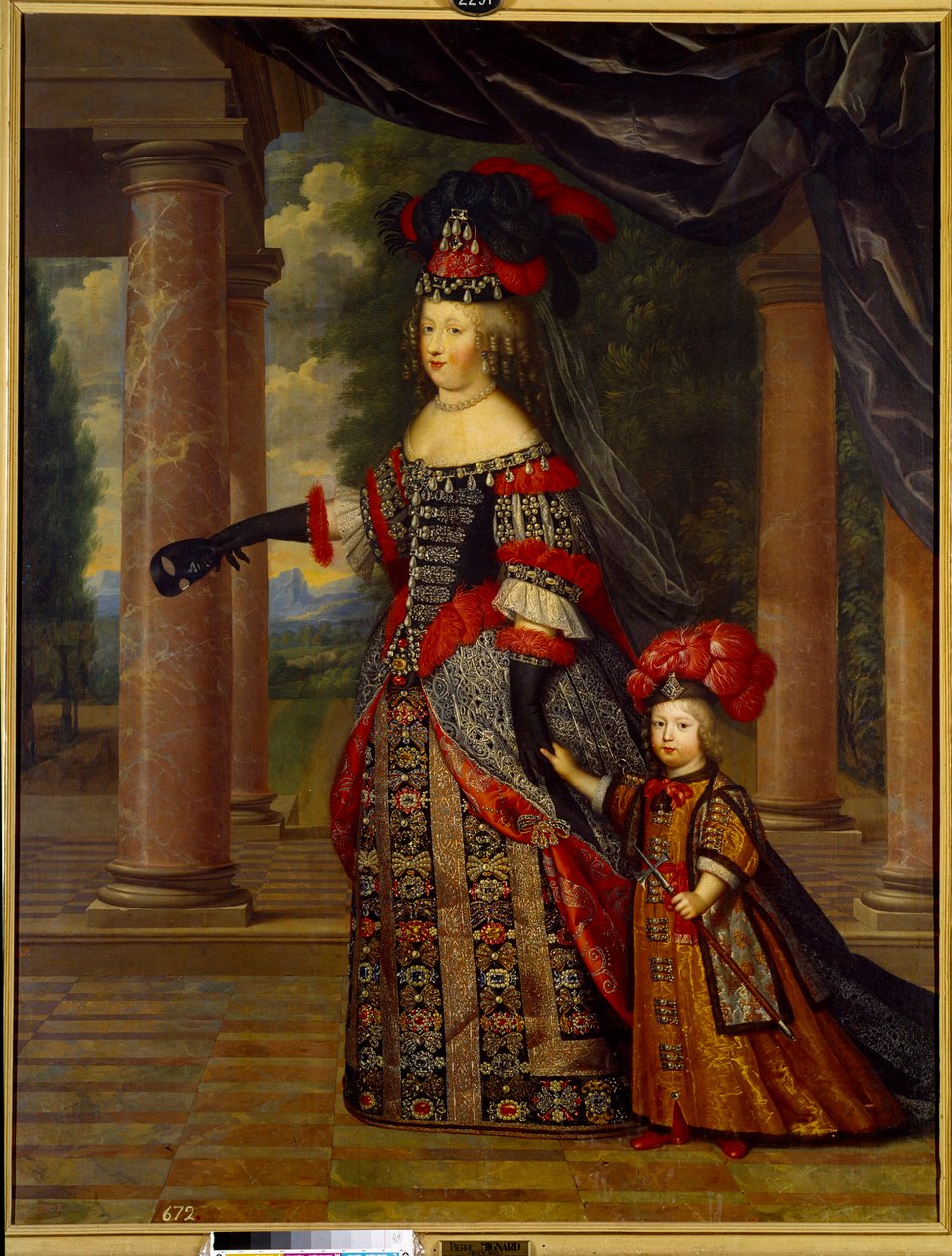 Portrét Marie Terezie Rakouské, královny Francie (1638 - 1683) a Velkého delfína. Obraz Pierra Mignarda (1612-1695) od Pierre Mignard