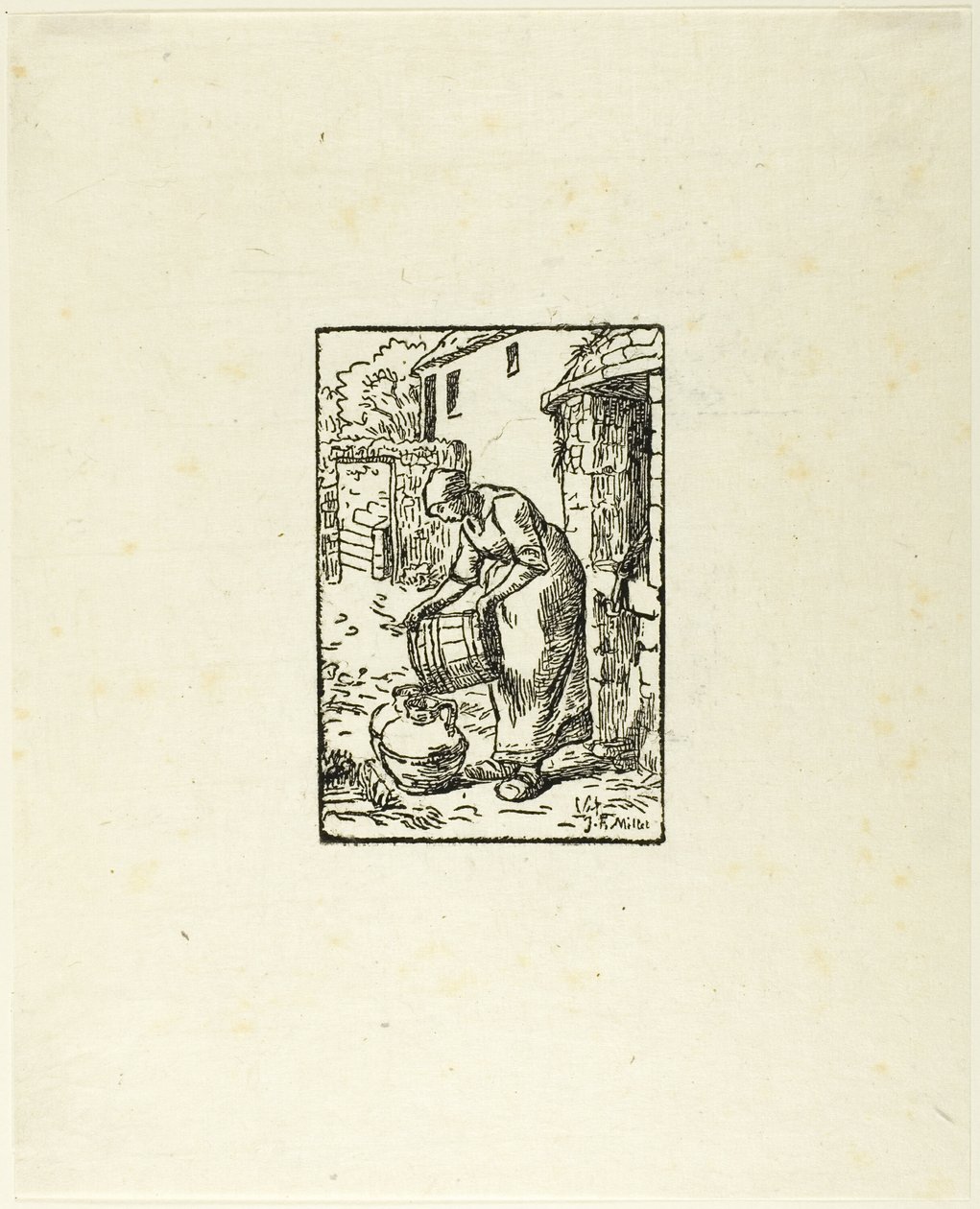 žena plnění plechovky s vodou od Pierre Millet