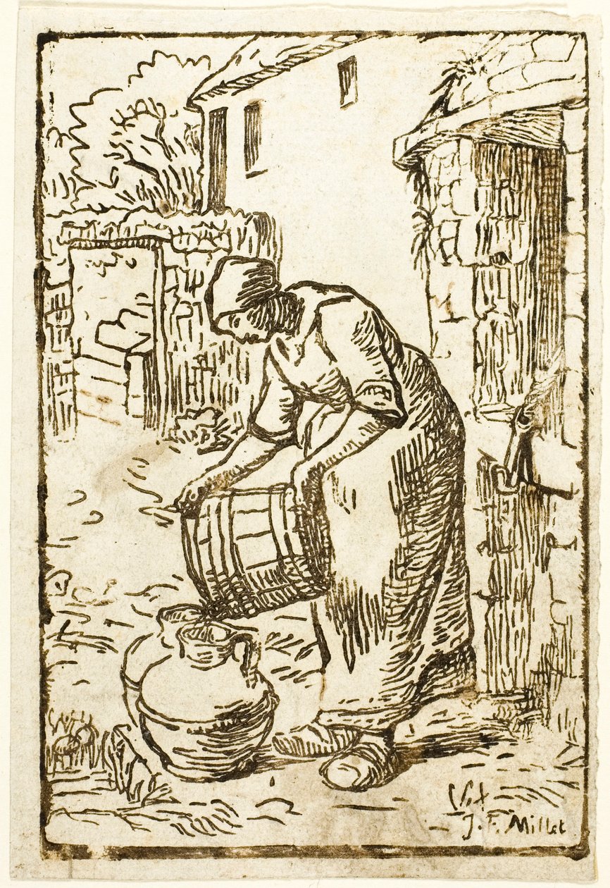 žena plnění plechovky s vodou od Pierre Millet