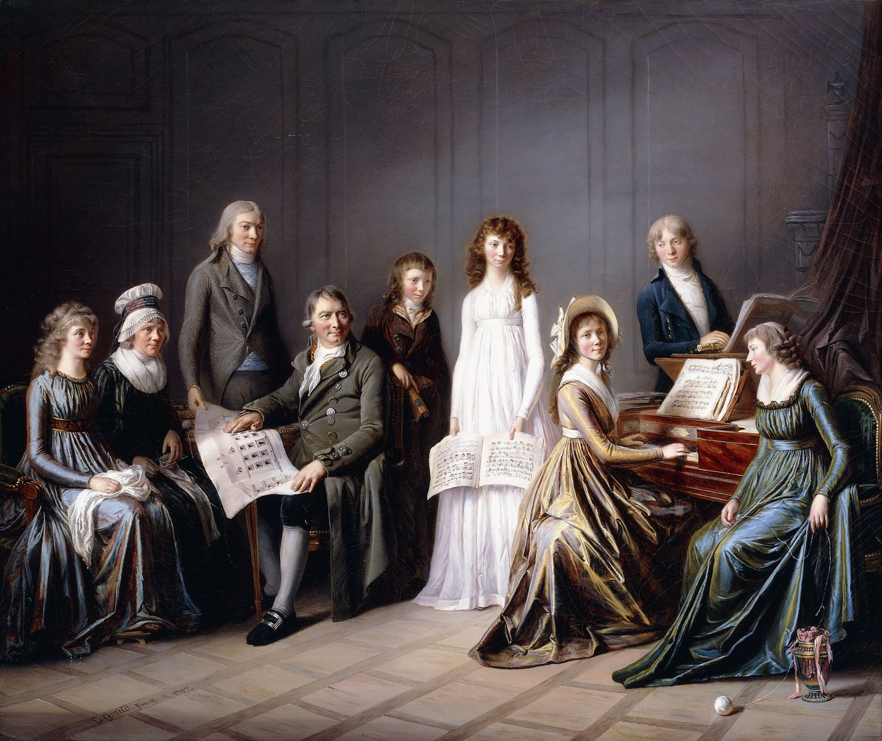 Portrét Johanna Burkiho, generálního komisaře kantonu Bern, a jeho rodiny, 1797 od Pierre Nicolas Legrand