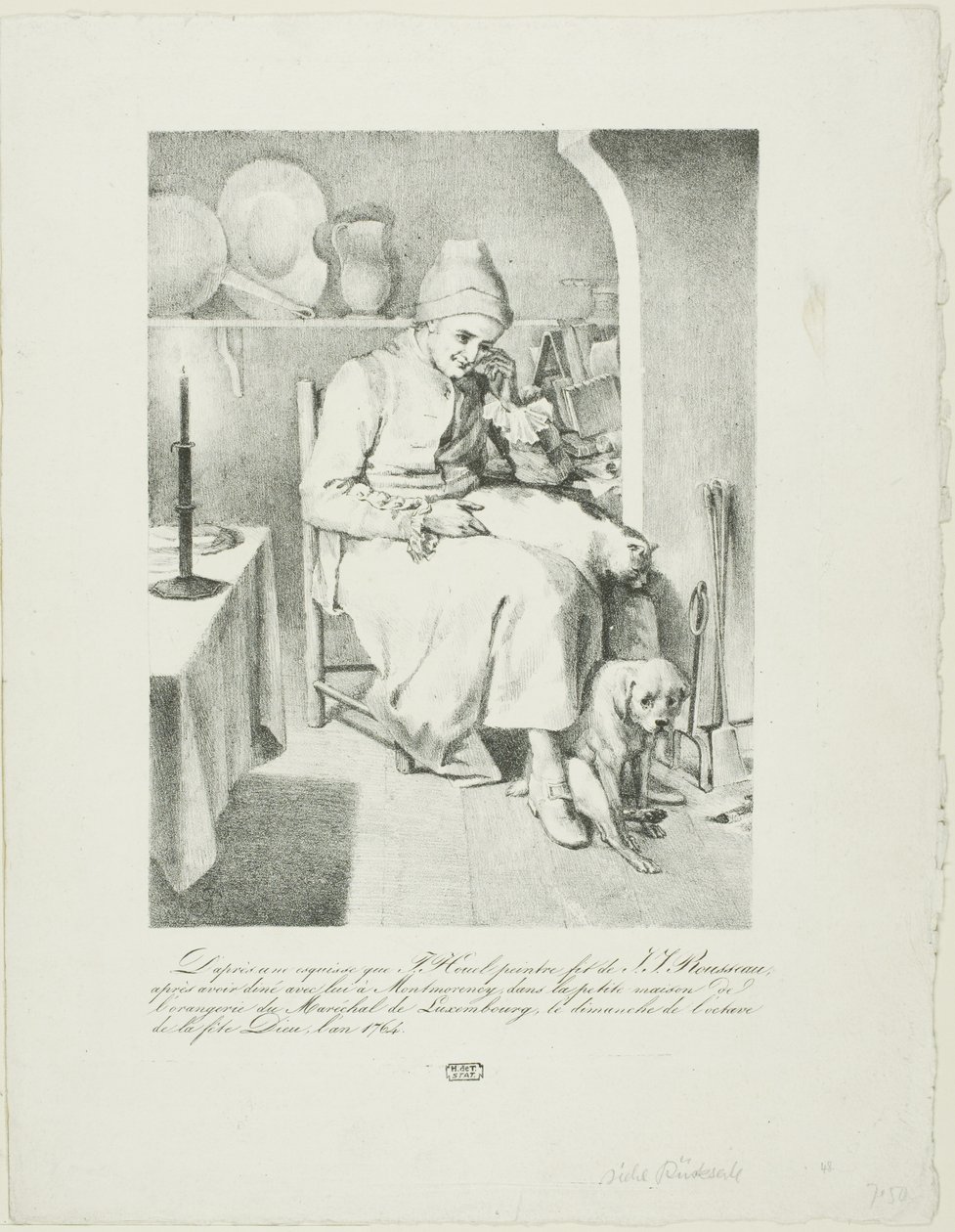 Skica Jeana-Jacquese Rousseaua (recto); lesní scéna (verso) od Pierre Nolasque Bergeret