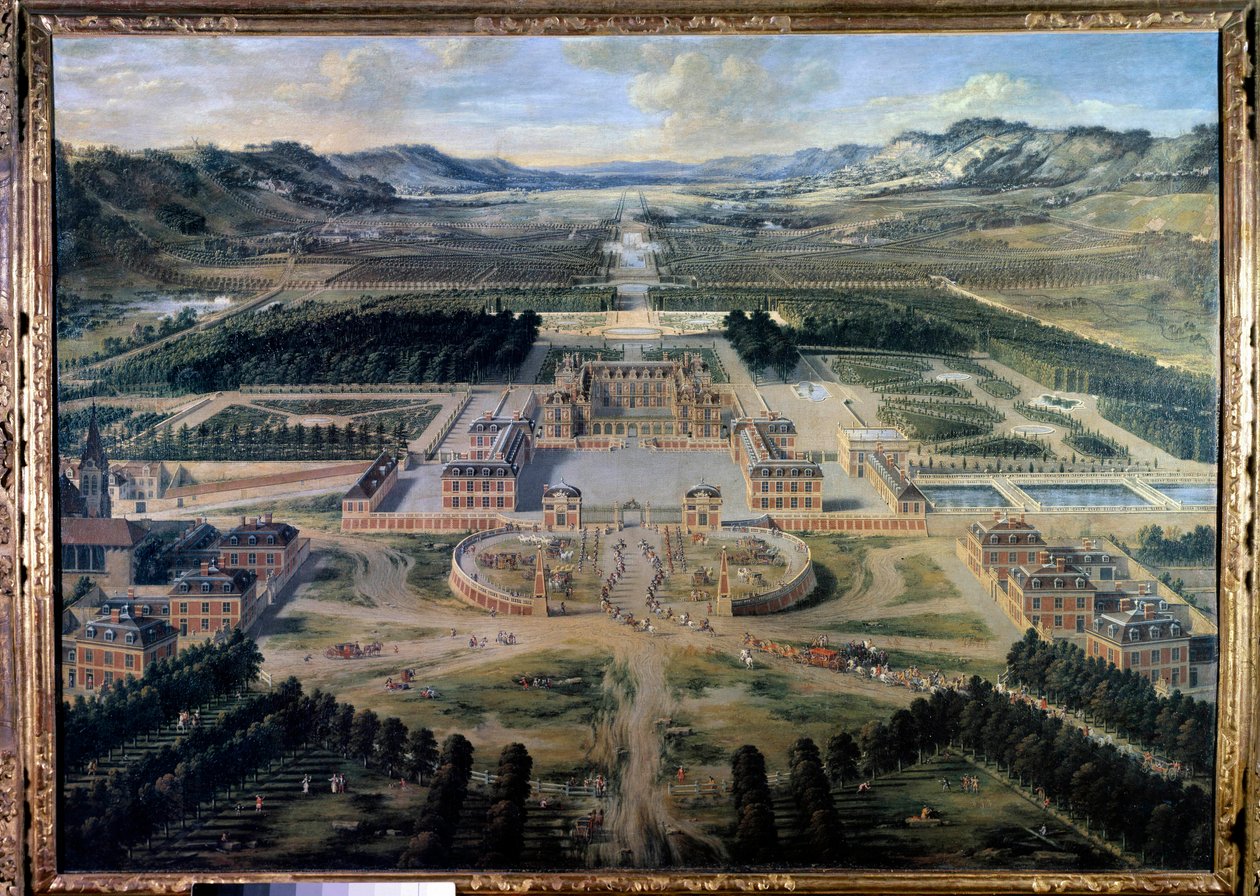 Pohled na zámek a zahrady ve Versailles, pořízený z Paris Avenue v roce 1668 (olej na plátně) od Pierre Patel
