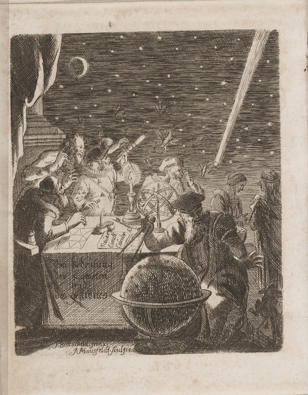 Pozorování nebes ve věku Galilea z: Of Importance of the Comets, 1681 od Pierre Petit