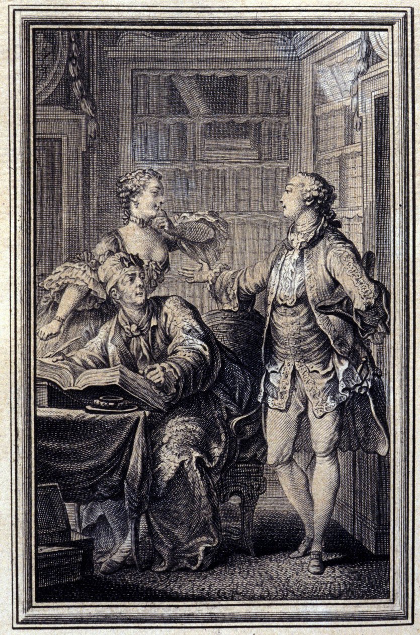 Lakomá žena, Galantní Croc – v “”Příběhy a povídky ve verších”” od Jean La Fontaine. 1776. Ilustrace P. P. Choffard. od Pierre Philippe Choffard