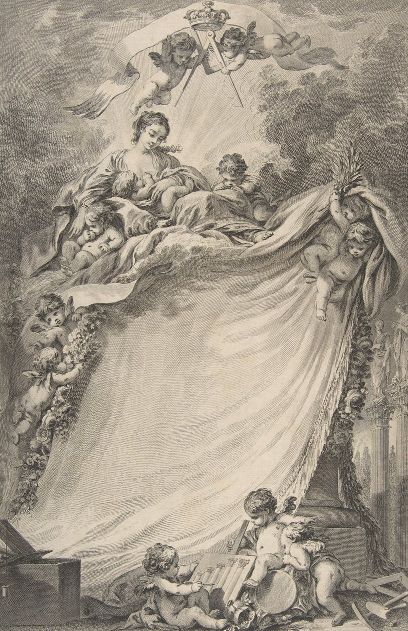 Diplom svobodných zednářů z Bordeaux, po François Boucher, 1766. od Pierre Philippe Choffard