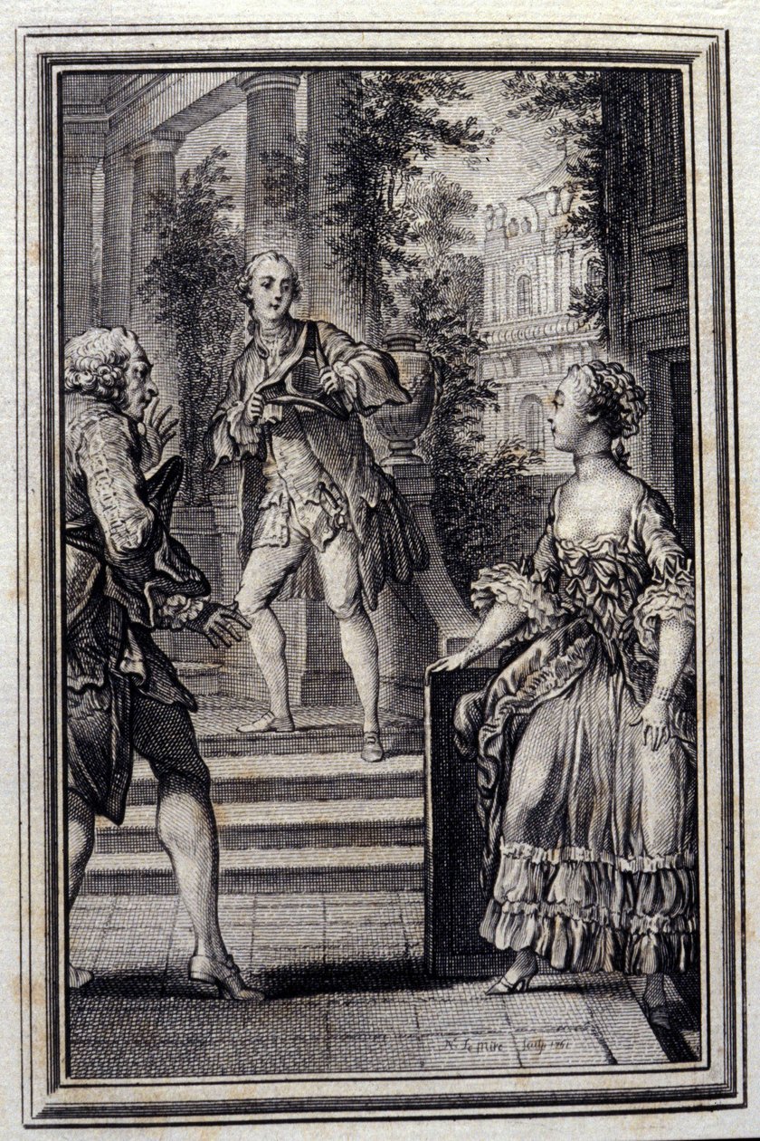 Sebevědomý, aniž by věděl nebo Stratageme - v „“ Příběhy a zprávy ve verších ““ od Jean La Fontaine. 1776. Ilustrace P. P. Choffard. od Pierre Philippe Choffard