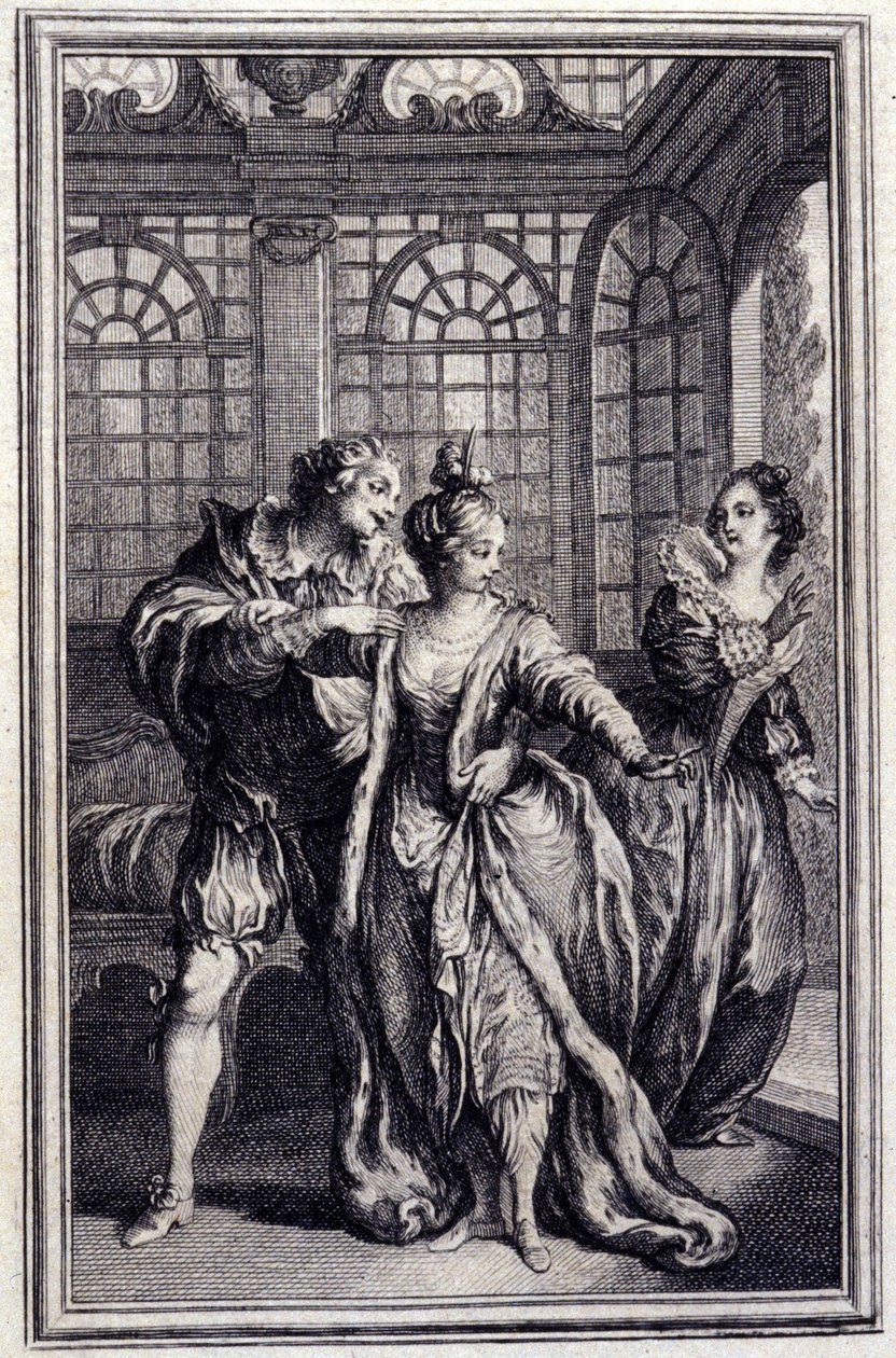 Snoubenka krále Garbe - v "" Příběhy a zprávy ve verších "" od Jean La Fontaine. 1776. Ilustrace P. P. Choffard. od Pierre Philippe Choffard