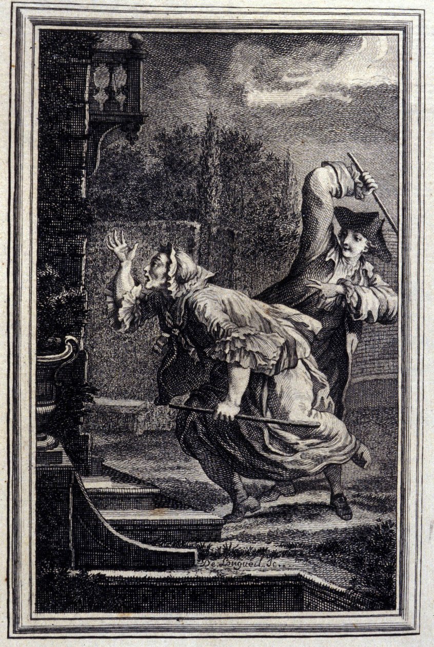 Le Cucku, zbitý a šťastný - v "" Příběhy a novely ve verších"" Jean La Fontaine. 1776. Ilustrace P. P. Choffard. od Pierre Philippe Choffard