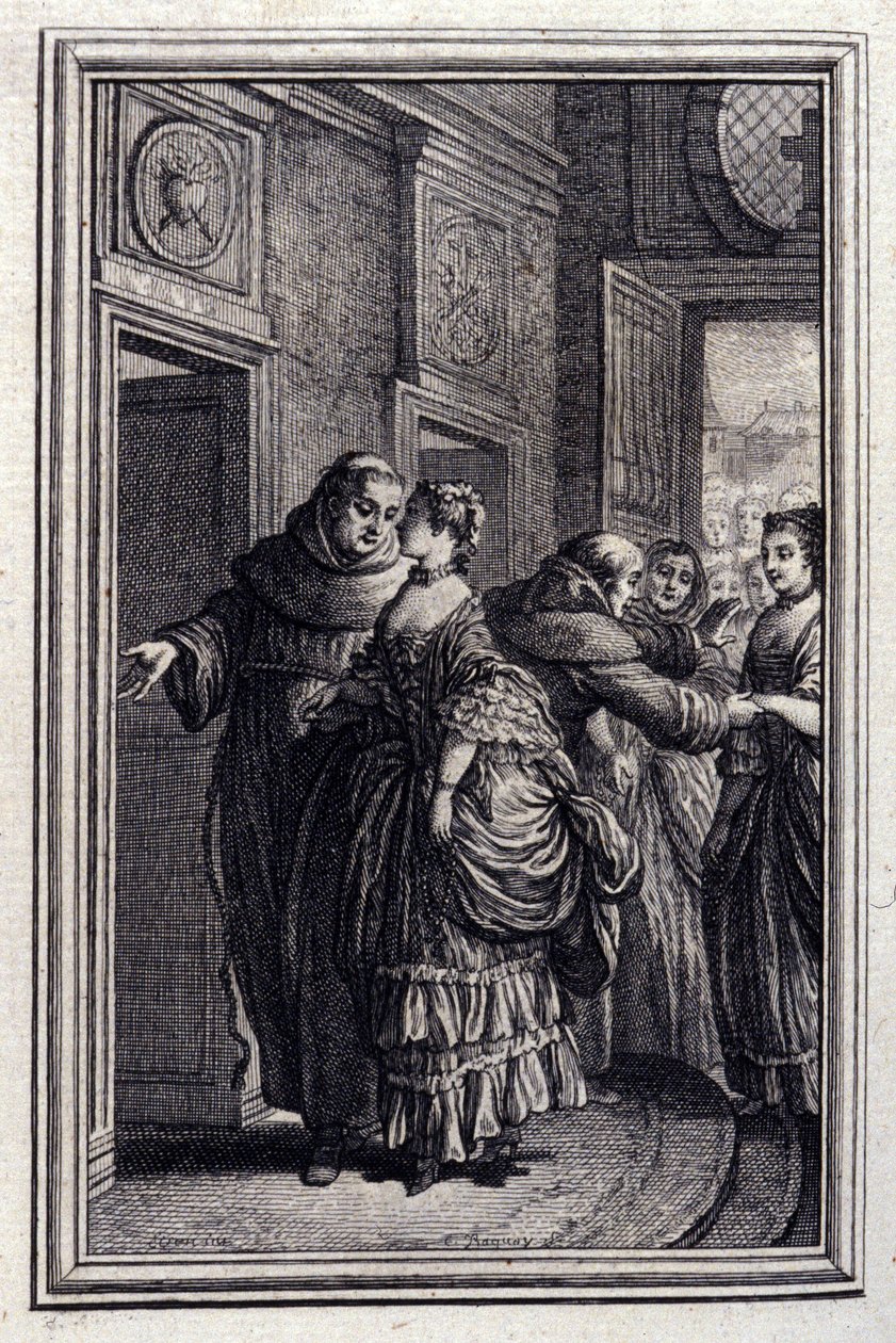 Les Freres de Catalunya - v "" Příběhy a povídky ve verších "" Jean La Fontaine. 1776. Ilustrace P. P. Choffard. od Pierre Philippe Choffard