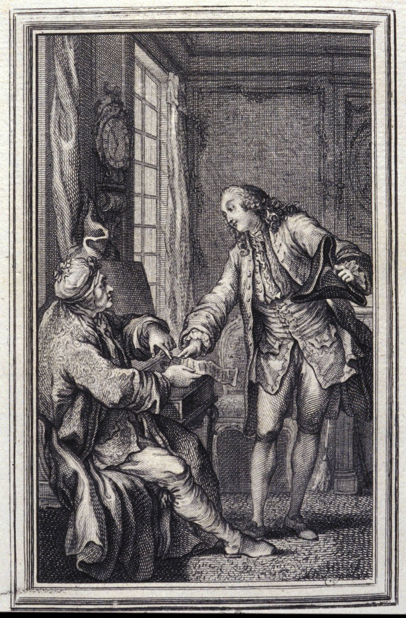 Les confeux indiscrets - v "" Příběhy a povídky ve verších "" Jean La Fontaine. 1776. Ilustrace P. P. Choffard. od Pierre Philippe Choffard