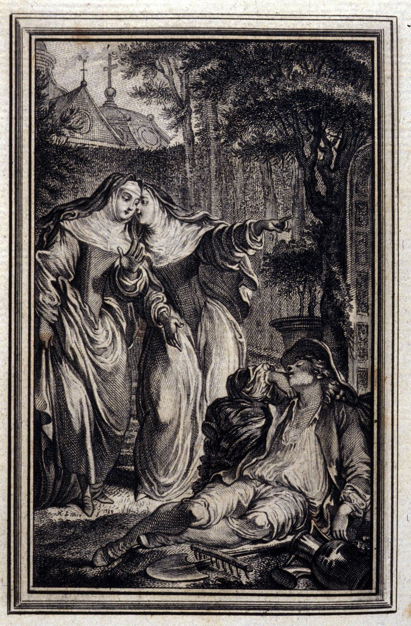Mazet de Lamporechio - v "" Příběhy a povídky ve verších "" Jean La Fontaine. 1776. Ilustrace P. P. Choffard. od Pierre Philippe Choffard