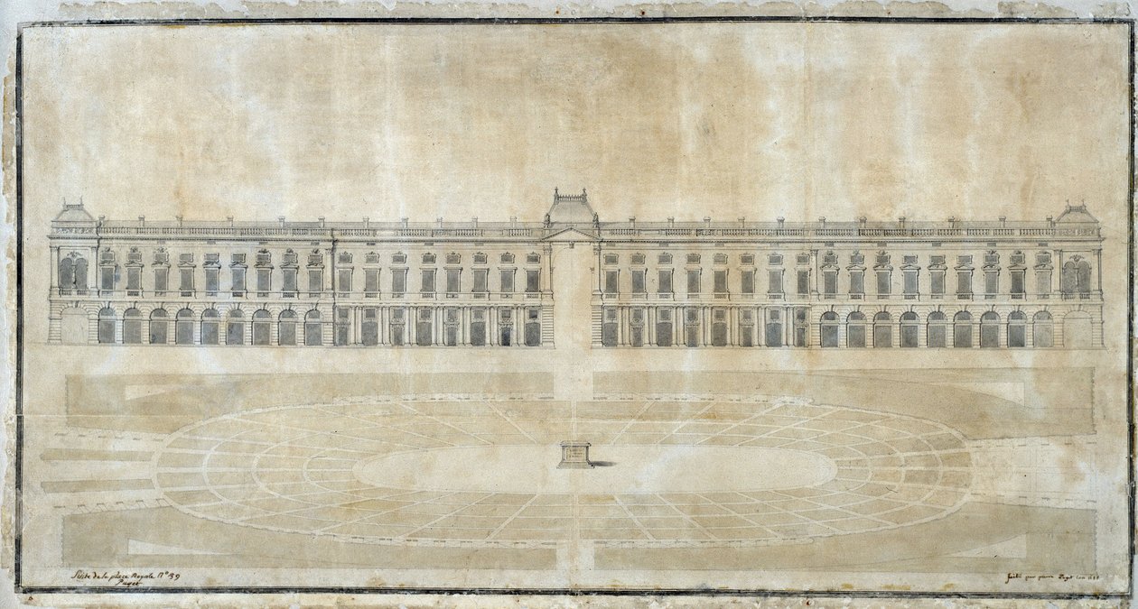 Architektura: „Projekt Place Royale pro Marseille, vnitřní výška“ 1686 (kresba) od Pierre Puget
