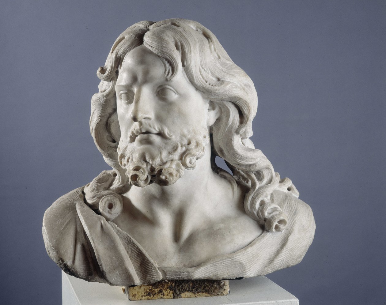 Salvator Mundi. Busta představující Krista jako Spasitele světa (mramor) od Pierre Puget