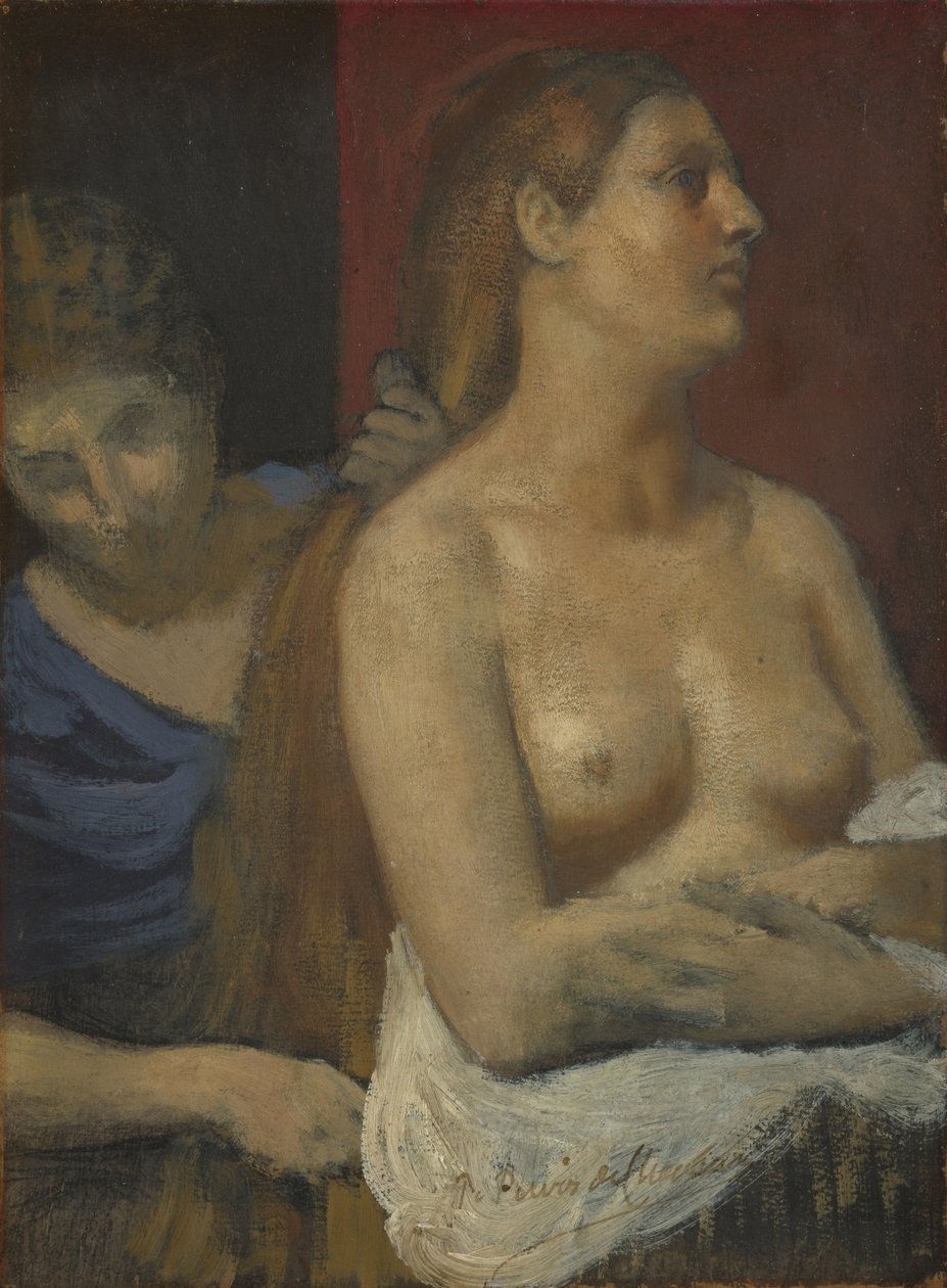 Služka česající ženské vlasy, ca. 1883 od Pierre Puvis de Chavannes