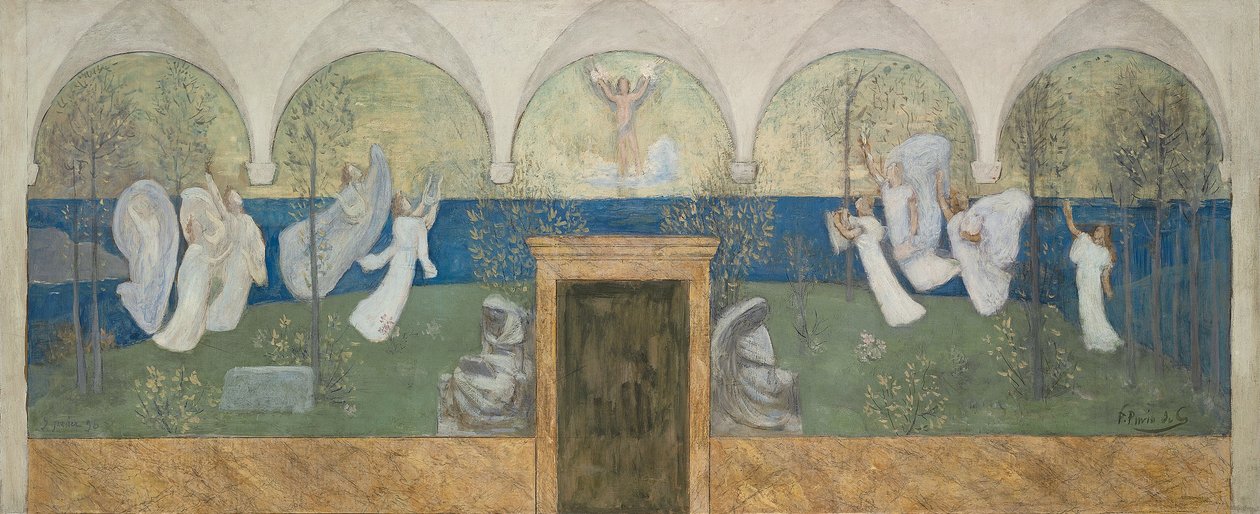 Přípravný obraz pro Inspirující múzy oslavují génia, posla světla, 1895 od Pierre Puvis de Chavannes