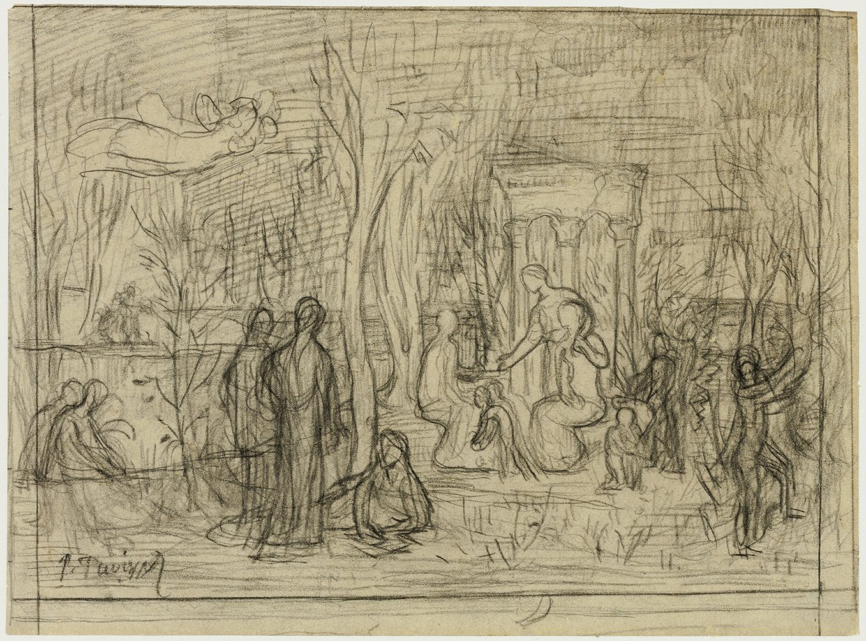 Kompoziční studie pro The Sacred Grove, Beloved of the Arts and the Muses od Pierre Puvis de Chavannes