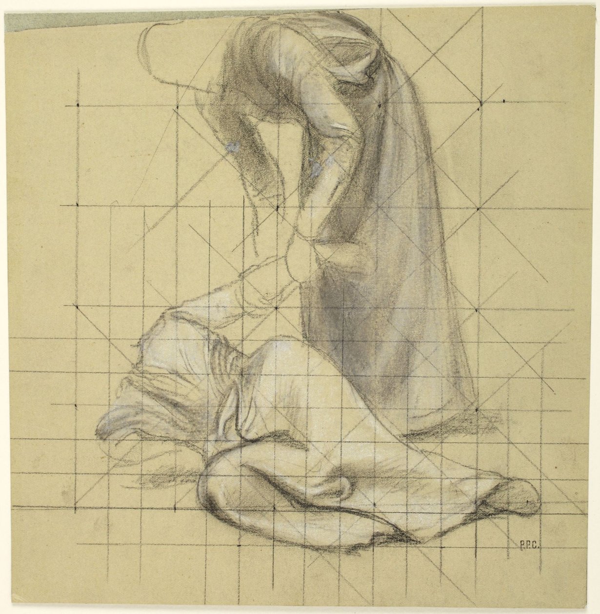 Socha zvedající padlou postavu, studie pro sérii „Život sv. Genevievy“, Paříž, Pantheon od Pierre Puvis de Chavannes