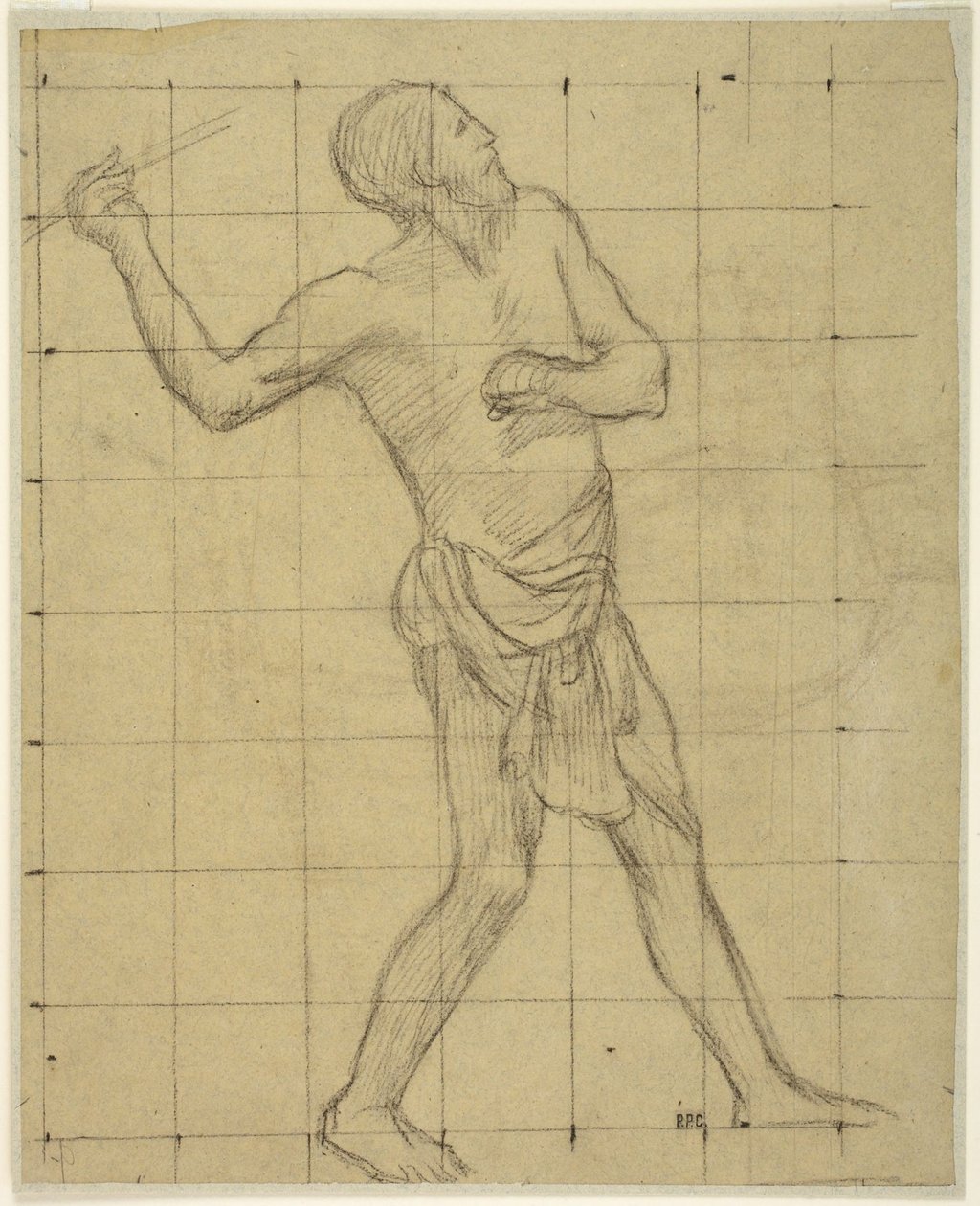 Pikardský vrhač oštěpu, studie pro Pro Patria Ludus, Amiens, Musée de Picardie od Pierre Puvis de Chavannes