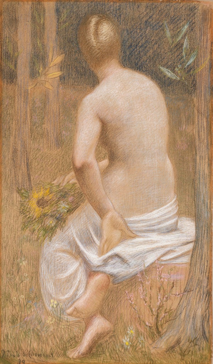 Sedící ženská postava, pohled zezadu od Pierre Puvis de Chavannes