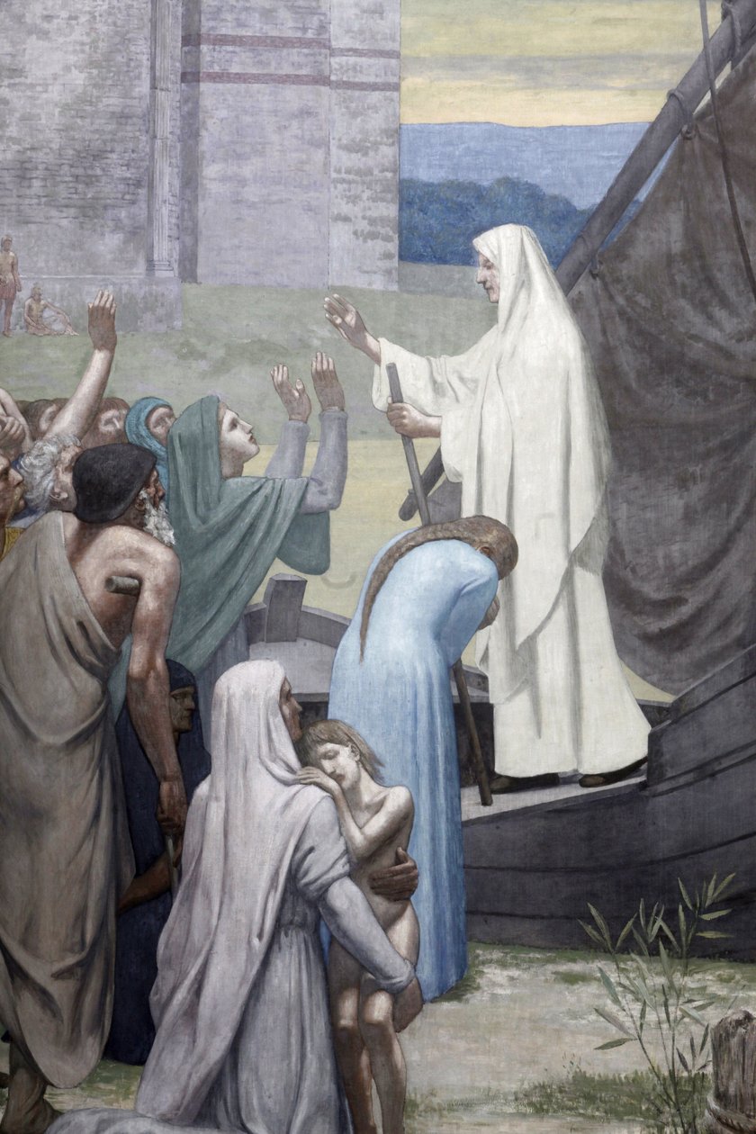 St. Genevieve přináší zásoby do města Paříže po obležení od Pierre Puvis de Chavannes